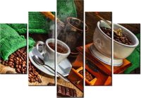 105CM 150CM OBRAZ 5 ELEM KAWA NATURALNA DRUK