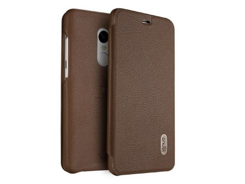 Etui lenuo xiaomi redmi note 4 (MediaTek) flip case brązowe - Brązowy na Arena.pl