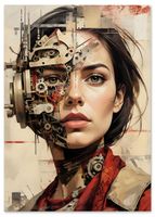 Obraz na płótnie portret maszyna 50x70 cm