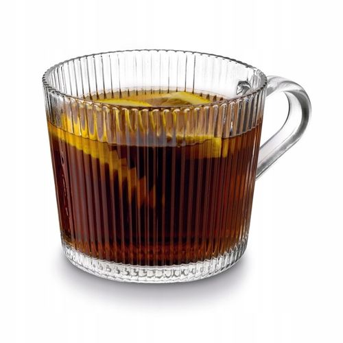 Zestaw SZKLANKI DO KAWY napojów SZKLANY KUBEK do herbaty Z UCHEM 6x400ml na Arena.pl