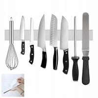 LISTWA MAGNETYCZNA NA NOŻE KLUCZE NARZĘDZIA 40CM SAMOPRZYLEPNA SREBRNA