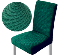 POKROWIEC NA KRZESŁO ŻAKARD JODEŁKA ELASTYCZNY DO JADALNI ZIELONY