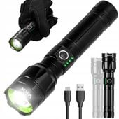 MOCNA LATARKA TAKTYCZNA WOJSKOWA LED AKUMULATOROWA USB C PRO ZOOM POWERBANK