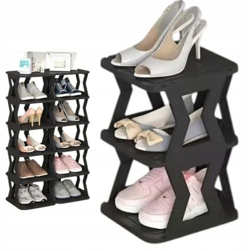 SZAFKA NA BUTY REGAŁ PÓŁKA ORGANIZER STOJAK OBUWIE CZARNY MODUŁOWY 3 na Arena.pl