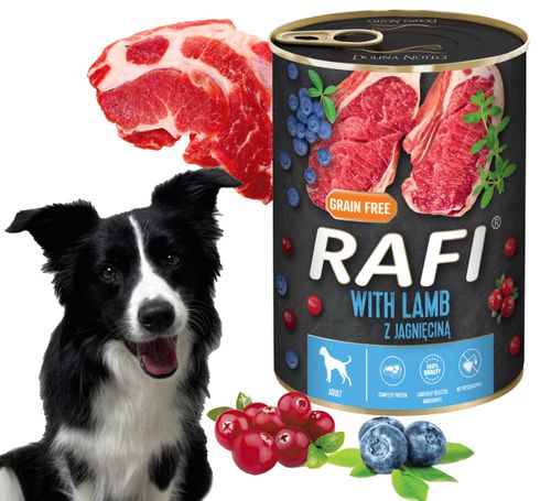 Karma Mokra Dla Psów RAFI z Jagnięciną, Borówką i Żurawiną 400g - 1 szt. na Arena.pl