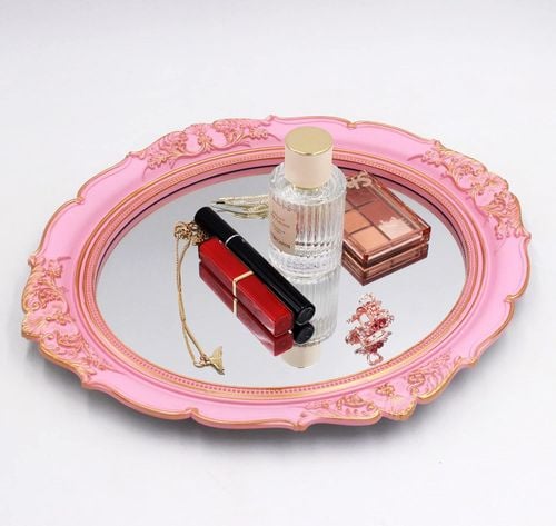 Zestaw 2 Luster Owalnych Vintage Różowe na Ścianę 38x33 cm Dekoracja Domu na Arena.pl