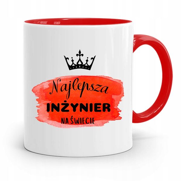 Dla Inżyniera Kubek Czerwony Prezent Z Nadrukiem Ze Zdjęciem zdjęcie 1