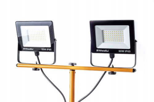 Halogen LED Statyw Budowlany Naświetlacz 2X 60W Zestaw Stojak RIWALL na Arena.pl