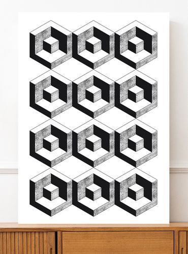 Plakat wzór geometryczny czarnobiały 21x29,7 cm A4 na Arena.pl