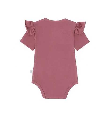 Body z falbanką, krótki rękaw kolor amarantowy 74 na Arena.pl