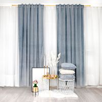 Szaroniebieska zasłona welurowa 140x260
