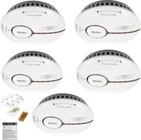 Optyczny Czujnik Dymu Alarm Przeciwpożarowy 5 Sztuk Biały 125x35 mm