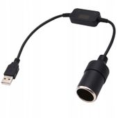 ADAPTER KONWERTER z USB na GNIAZDO ZAPALNICZKI 12V