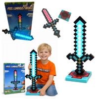 Lampka nocna Minecraft dla dzieci Miecz LED RGB 7 kolorów 35cm piksele