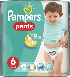 PAMPERS Pants 6 (16+ kg) Carry Pack pieluchomajtki 19 szt