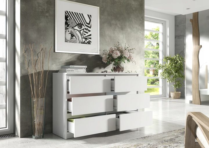 KOMODA 6 SZUFLAD 100CM BIAŁA zdjęcie 3