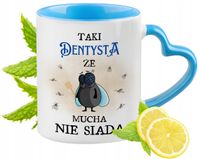 Dla Dentysty Kubek Błękitny Z Uszkiem W Kształcie Serca Na Prezent Na Kawę