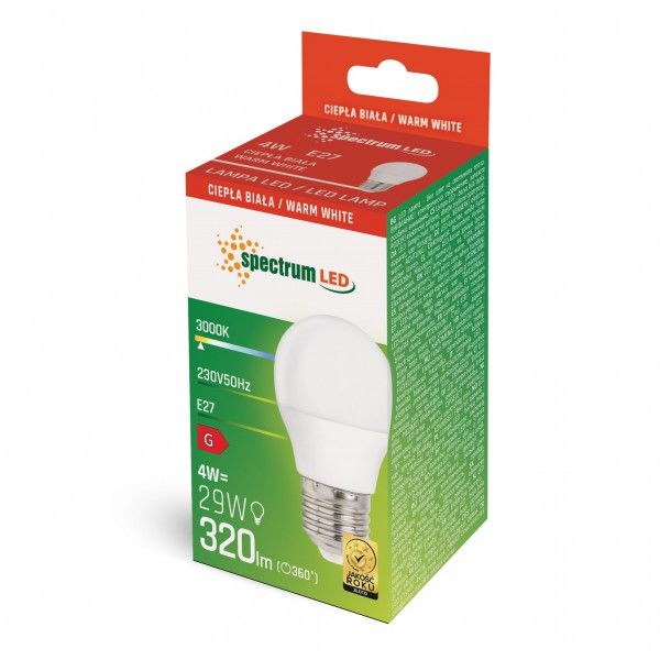 Żarówka LED kulka E27 230V 4W ciepła barwa WOJ+13032 SPECTRUM LED zdjęcie 3