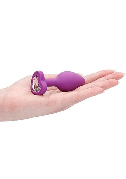 Diamond Heart Butt Plug - Regular - Purple zdjęcie 9