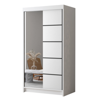 Szafa przesuwna LIVIO III z lustrem 100-pojemna garderoba-BIAŁY