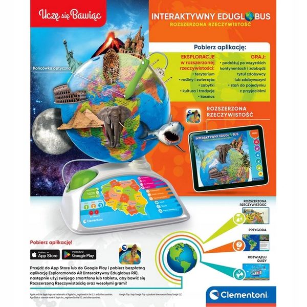 INTERAKTYWNY EDU GLOBUS CLEMENTONI 50847 zdjęcie 4