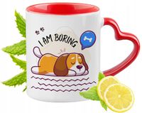 Pies Pieski Kubek Czerwony Z Uszkiem W Kształcie Serca Na Prezent