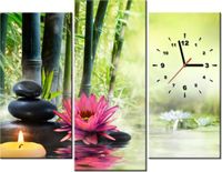 90CM 70 ZEGAR 3 ELEM LILIE BAMBUSY SCIENNY DRUK