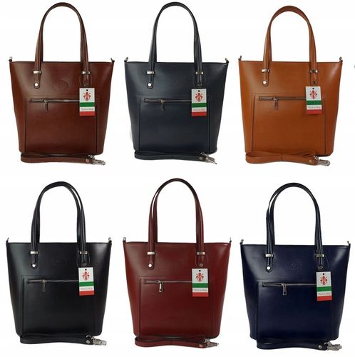 Duży włoski kufer Vera Pelle skórzana pojemna torba A4 Czekoladowa na Arena.pl