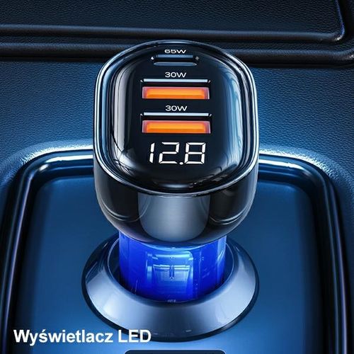 usams ład. sam. 2xusb+1xusb-c 125wfast charge transparent black na Arena.pl