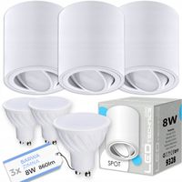 3x SPOT OPRAWA NATYNKOWA HALOGENOWA tuba ruchoma GU10 8W zimna żarówka LED