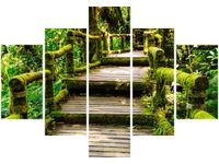 70 100CM OBRAZ 5 ELEM DREWNIANY MOSTEK DRUK PŁÓTNO