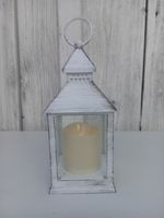 Lampion LED – biały przecierany, 10,5 × 23 cm