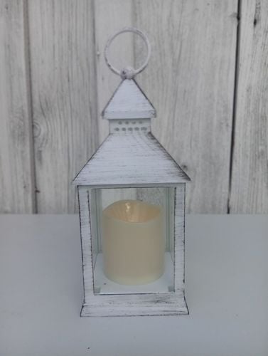 Lampion LED – biały przecierany, 10,5 × 23 cm na Arena.pl