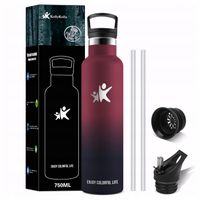 TERMOS BUTELKA TERMICZNA KUBEK NA KAWĘ HERBATĘ ZE SŁOMKĄ WIŚNIOWY 750ML