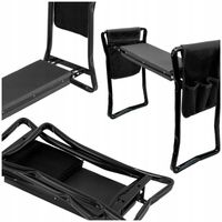 TABORET OGRODOWY KLĘCZNIK KRZESŁO DO OGRODU SKŁADANE MOCNE 3w1 CZARNY