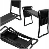 TABORET OGRODOWY KLĘCZNIK KRZESŁO DO OGRODU SKŁADANE MOCNE 3w1 CZARNY