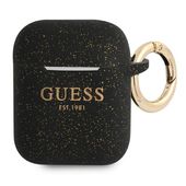 guess gua2sggek airpods 1/2 coverczarny/black silicone glitter