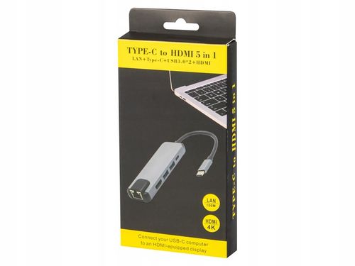 KARTA SIECIOWA PRZEJŚCIÓWKA HUB USB USB-C ADAPTER HDMI RJ45 LAN ETHERNET na Arena.pl
