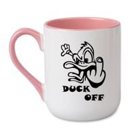 KUBEK "DUCK OFF" Wzór - Elegant Coffee Różowy 330 ml