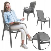 WYGODNE METALOWE NOWOCZESNE KRZESŁO OGRODOWE TARAS BALKON MAJORKA SZARE