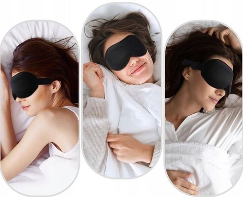 OPASKA NA OCZY DO SPANIA MASKA 3D REGULOWANA LEKKA 100% ZACIEMNIENIA CZARNA na Arena.pl