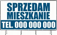 BANER REKLAMOWY 200x100 cm projekt w cenie oczkowany SPRZEDAM MIESZKANIE