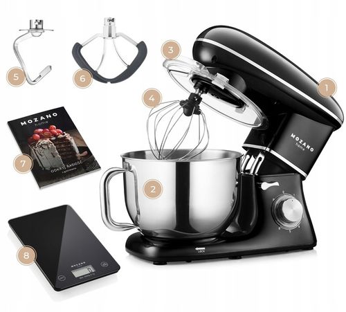 ROBOT KUCHENNY MIKSER PLANETARNY 6,2L DUŻY ZESTAW + WAGA + PRZEPISY MOZANO na Arena.pl