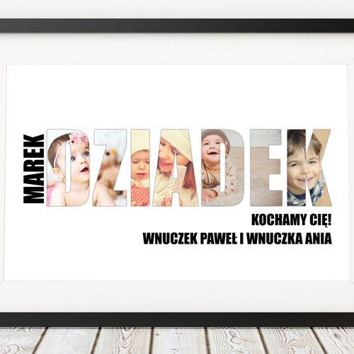 Obraz ze zdjęć DZIADEK na prezent dzień dziadka ramka 30x40 na Arena.pl