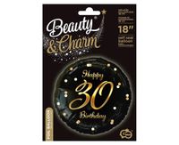 balon foliowy B&C Happy 30 Birthday czarny, złoty  FG-O30Z