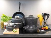 KOMPLET GARNKÓW MARMUROWYCH PATELNIA GARNKI MARMURKOWE ZESTAW INDUKCJA/GAZ