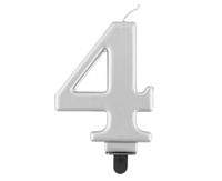 ŚWIECZKA URODZINOWA CYFERKA 4 METALIK SREBRNA 8 CM GODAN
