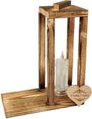 DUŻY LAMPION drewniany NA CMENTARZ STROIK baza na ŚWIĘTA GRÓB + SERCE