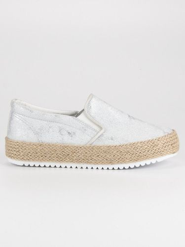 SREBRNE ESPADRYLE NA PLATFORMIE Rozmiar - 38 na Arena.pl