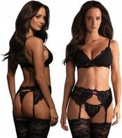 SEKSOWNY KOMPLET KORONKOWY PAS DO POŃCZOCH I ZMYSŁOWE POŃCZOCHY PREZENT